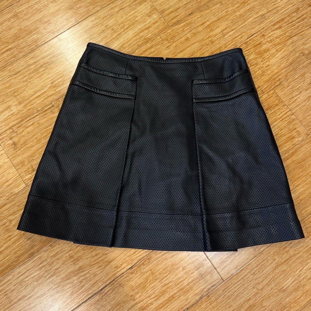 Tory Burch perforated leather a-line mini skirt